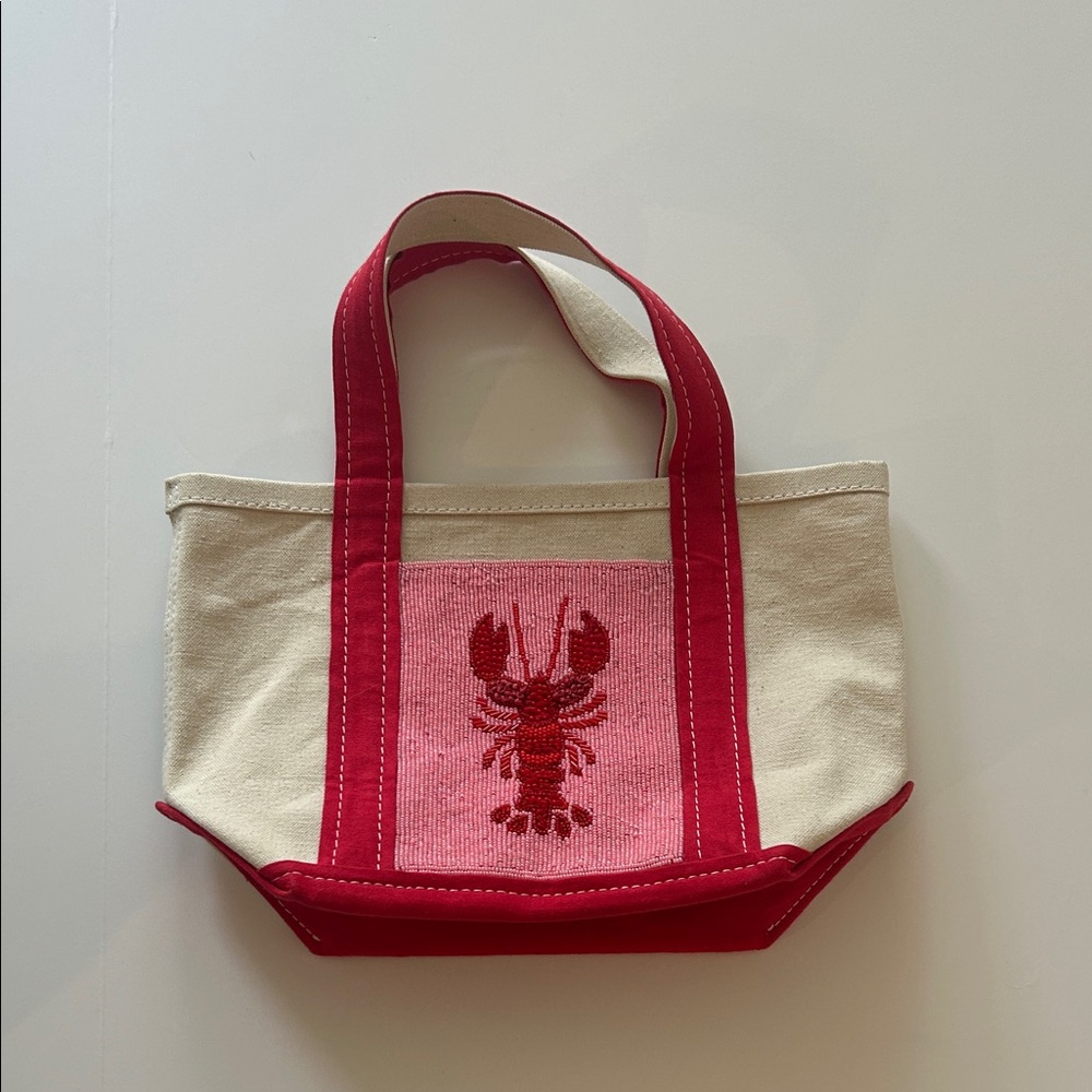 Celandine Lobster Canvas Tote Bag - Red and Cream